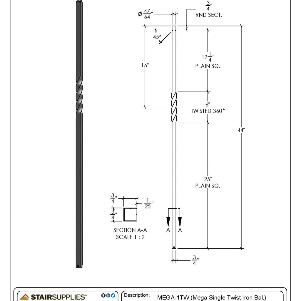 Mega Single Twist Iron Baluster Stairsupplies