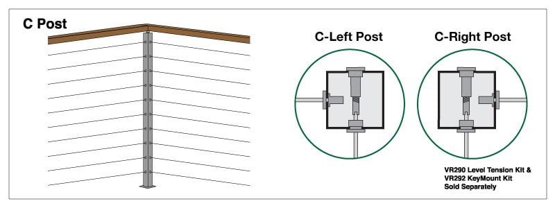 "C" Cable Railing Post