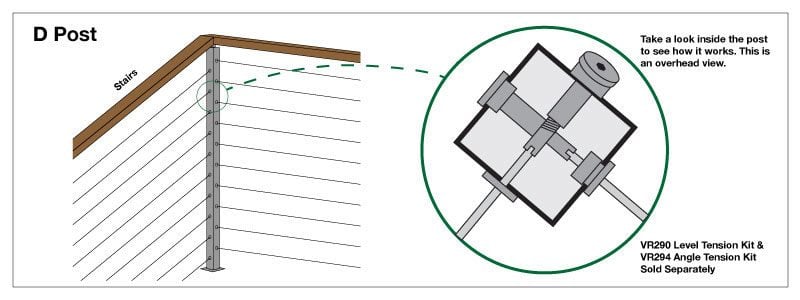 "D" Cable Railing Post
