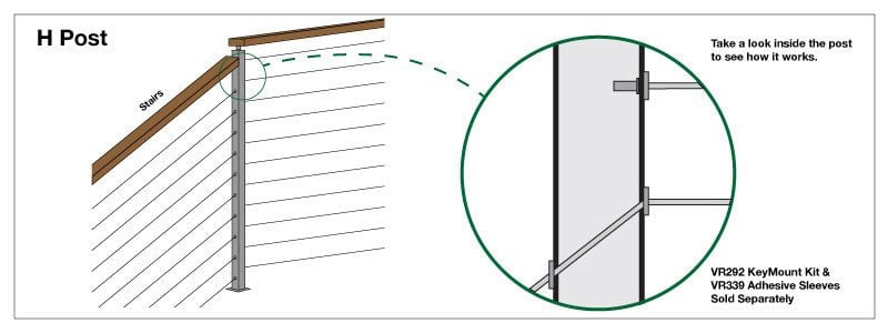 "H" Cable Railing Post
