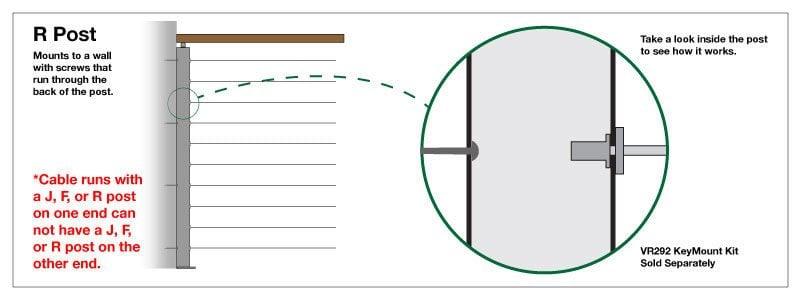 "R" Cable Railing Post