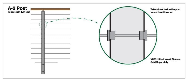 "A-2" Slim Side Mount Cable Railing Post
