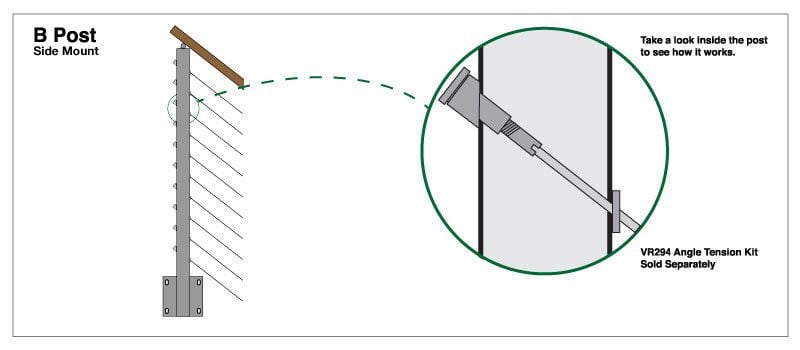 "B" Side Mount Cable Railing Post